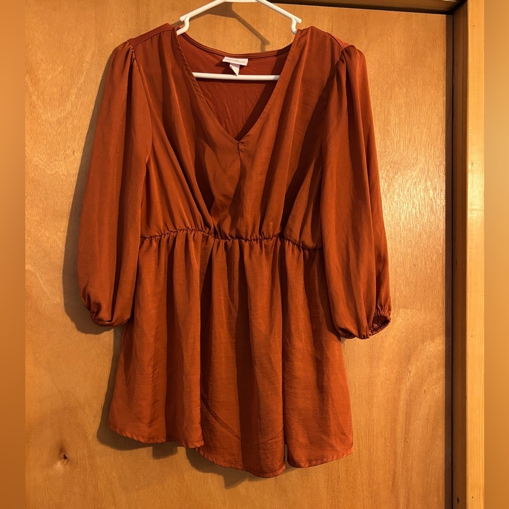 Isabel Maternity by Ingrid & Isabel Orange Smocked 3/4 Sleeve Blouse